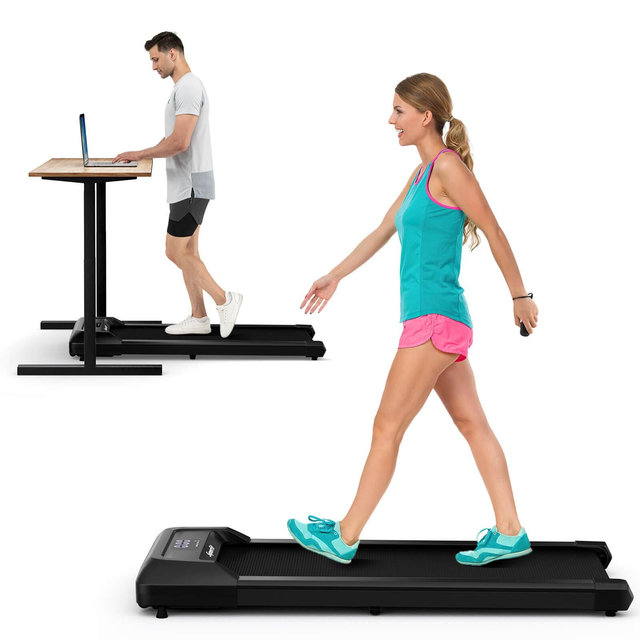 Walking Pad w/265 lbs Capacity Remote Control & LED Display Under Desk Treadmill Black