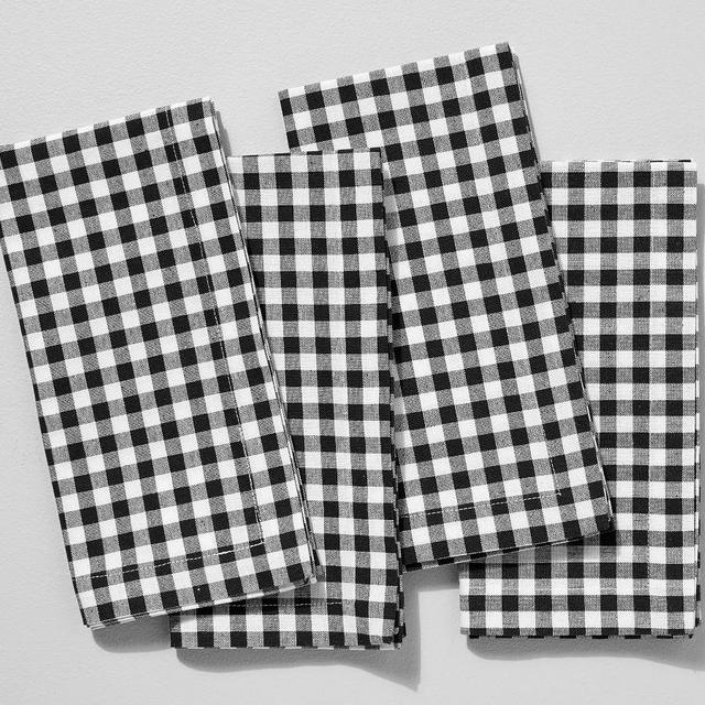 Gingham Cotton Napkins, Set of 4 - Black