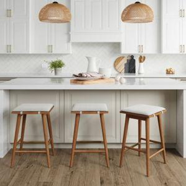 Nathan James: Boucle Counter Height Bar Stools Brown (Set of 3)