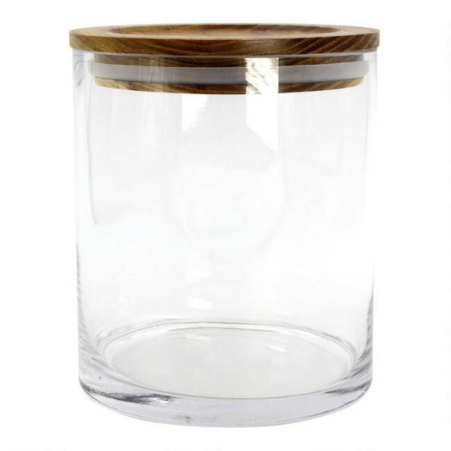 Small Glass Storage Canister with Acacia Wood Lid