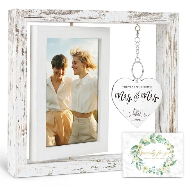 PIKPEOD Mrs and Mrs 2026 Picture Frame Wedding Gifts for Lesbian, Wedding, Engagement, Bridal Shower, Birthday Gift for Lesbian Couple, LGBT Gift Ideas for Future Mrs & Mrs
