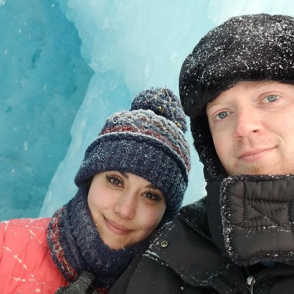 Keeping each other warm inside the Dillon ice castles.
