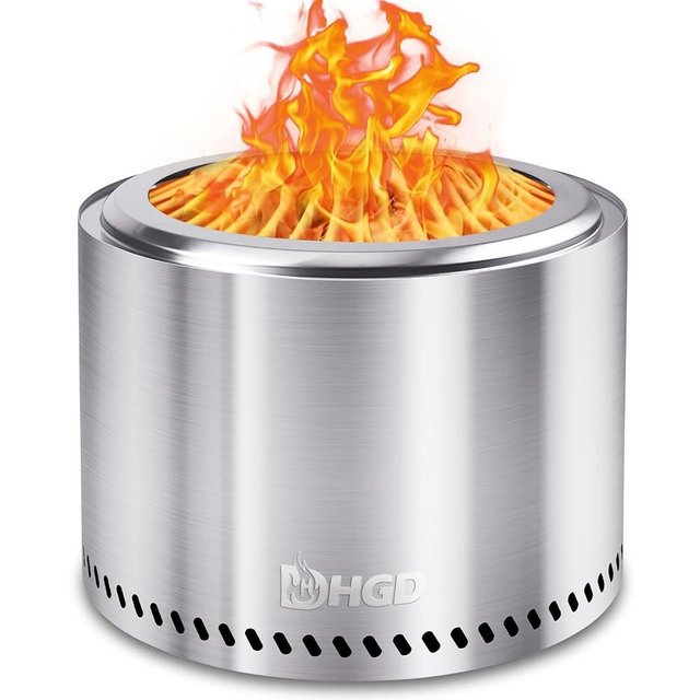 HGD 19.8" Smokeless Fire Pit Outdoor, Stainless Steel Wood Burning Firepit with Secondary Combustion, Backyard Patio Stove for Garden, BBQ & Bonfire