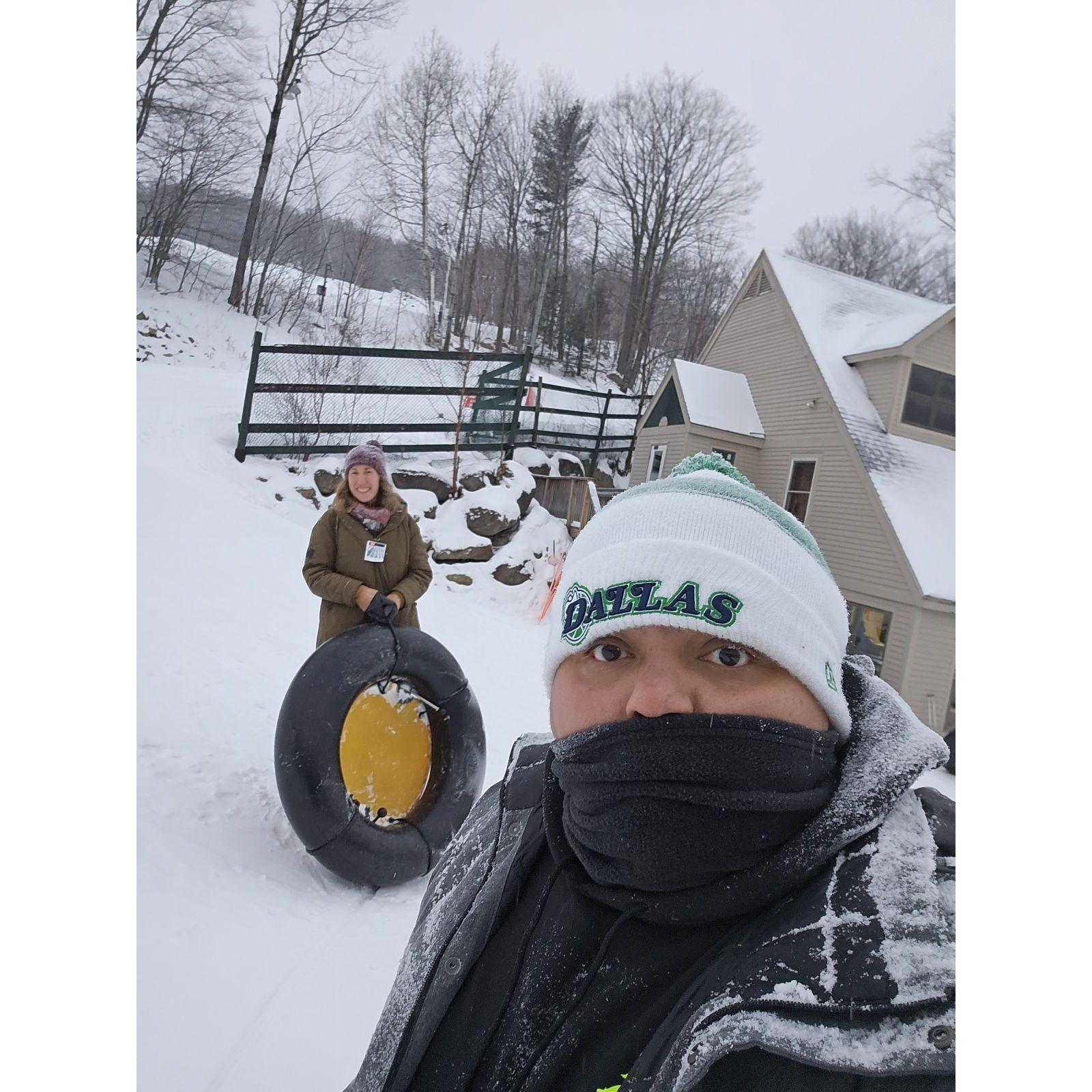 Snow tubing in Loon for Mike's birthday weekend. Red coat dude crossed Anne and she will have her revenge in this life or next. February 2023