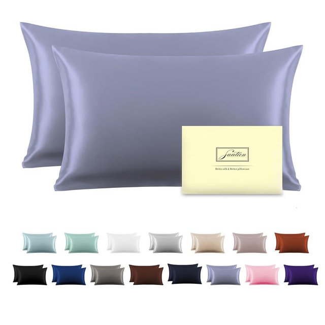 Silk Pillowcase for Hair and Skin,Soft,Breathable and Sliky 100% Standard Size Pillow Cases Set of 2,Both Sides Natural Mulberry Silk Pillowcases with Hidden Zipper(Standard Size 20"X 26",2pcs)
