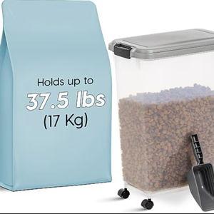 IRIS Airtight Dog, Cat & Bird Food Storage Container with Attachable Wheels, Gray & Black, 37.5-lb - Chewy.com