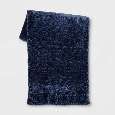 Shine Chenille Throw Blanket Navy Blue - Project 62™