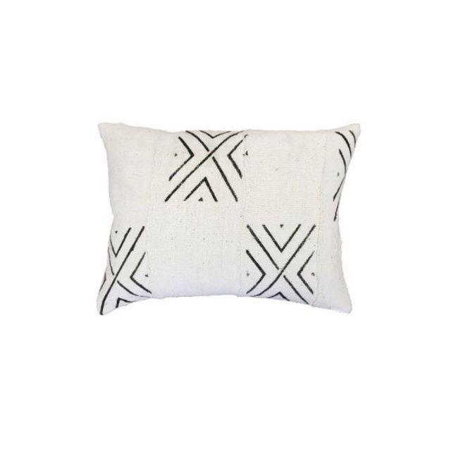 White Checked Boxes Mudcloth Pillow Cover | Various Sizes