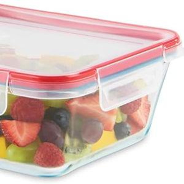 Pyrex Freshlock Glass Food Storage Container, Airtight & Leakproof Locking Lids, Freezer Dishwasher Microwave Safe, 8 Cup (Pack of 2)