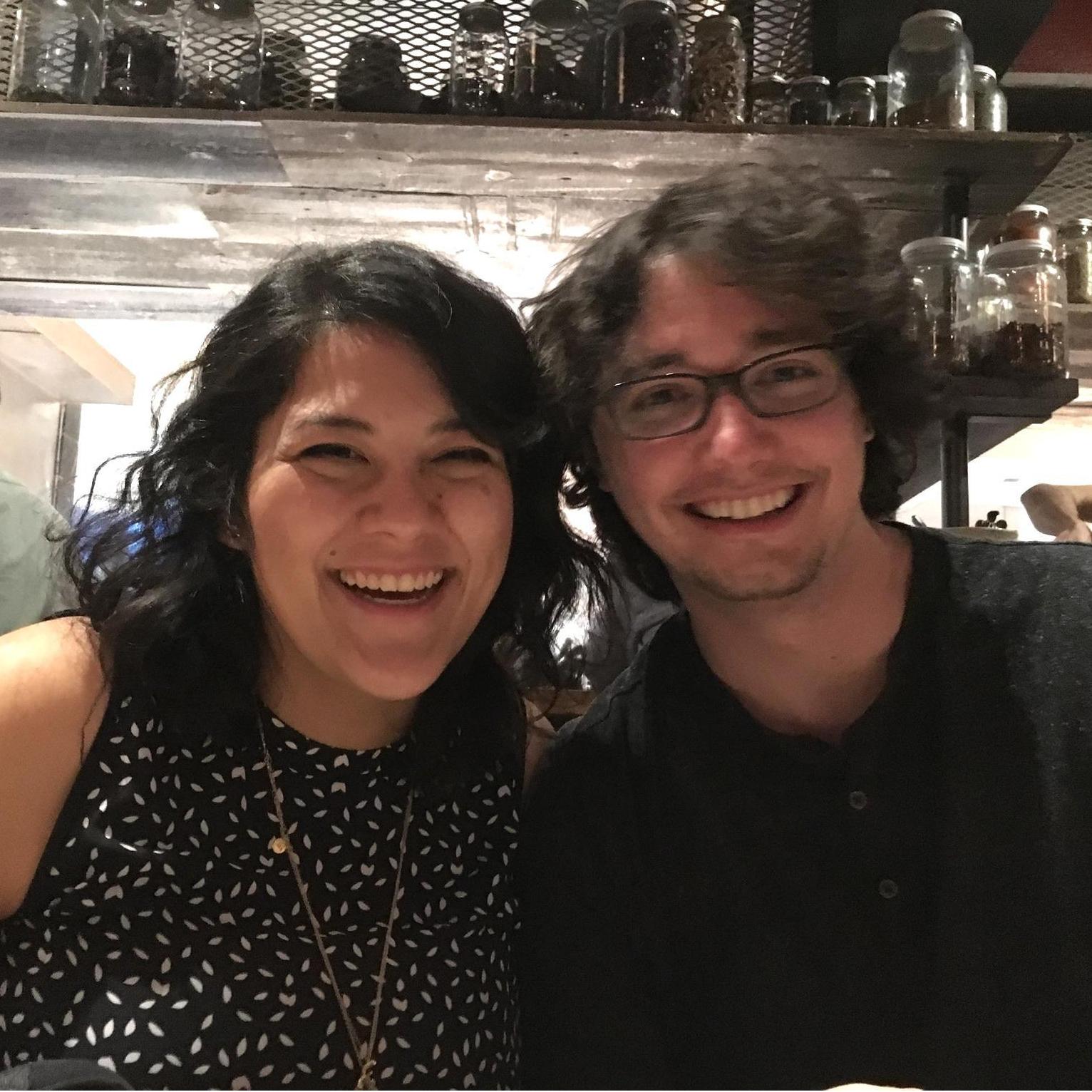 Our first picture together with matching hairstyles