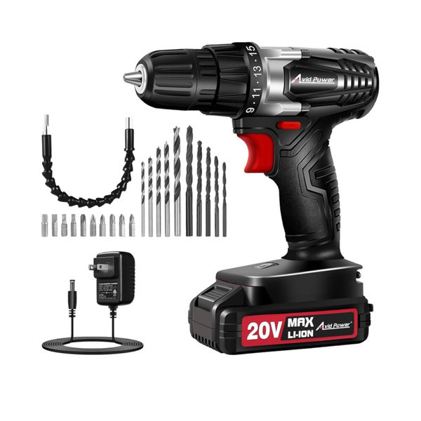 AVID POWER Cordless Drill Set (Black)