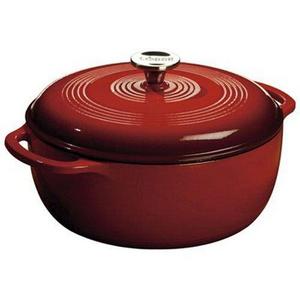 Lodge 6 Quart Enameled Cast Iron Dutch Oven. Classic Red Enamel Dutch Oven (Island Spice Red)