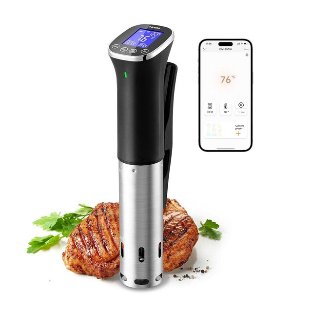 Inkbird Waterproof WIFI Sous Vide Cooker ISV-300W, 1000 Watts Sous-Vide Machine with 14 Preset Recipes, 3D Fast-Heating Thermal Immersion Circulator with Timer