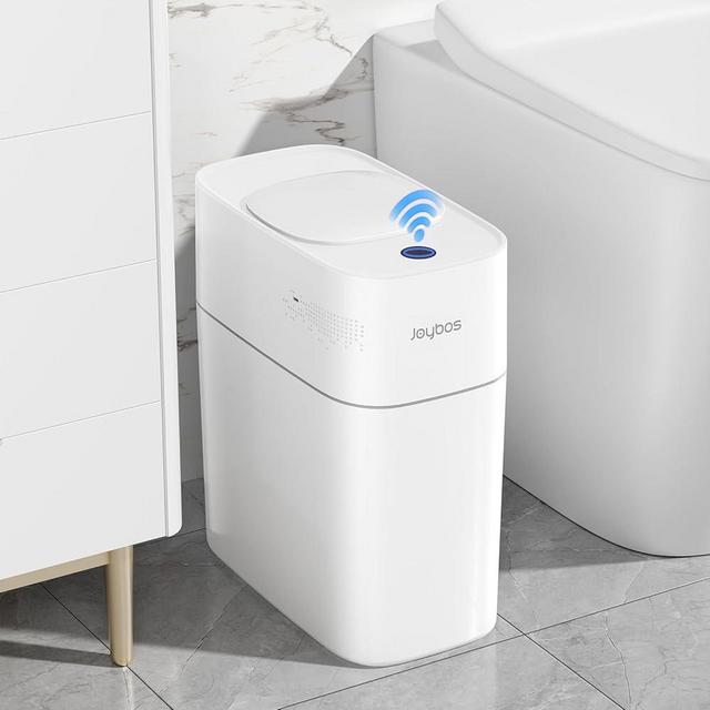 MOPALL Automatic Motion Sensor Bathroom Trash Can with Lid, 3 Gal Touchless Trash Can Auto-Adsorption Garbage Can, Slim Smart Trash Bin Waterproof Waste Basket for Bedroom, Kitchen, Office, Toilet, RV