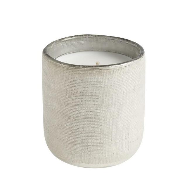 Linen Textured Mercury Glass Scented Candle, Silver, Small, Tuscan Lily