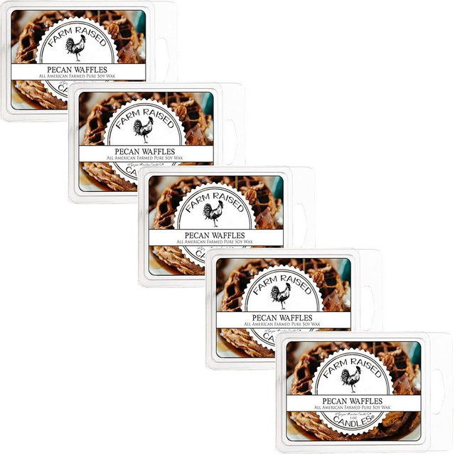 Farm Raised Candles -16 Ounces - Pecan Waffles 5 Pack - Wax Warmer Melts, 100% USA Farmed Soy - Scented Variety Soy Wax Cubes Soy Candle Melting Warmer