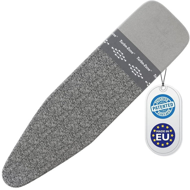 Bartnelli Ironing Board Cover and Pad, Made in Europe with New Patent Technology | 54x15 Iron Board Replacement Cover Featuring Park & Turbo Zone, Scorch Resistant 100% Cotton Thick Layered Top