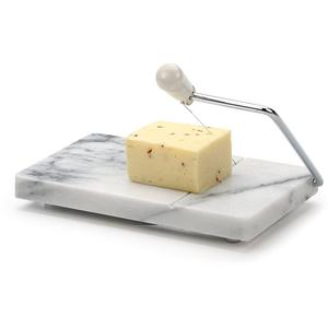 RSVP Polished 8 x 5 White Marble Board Cheese Slicer