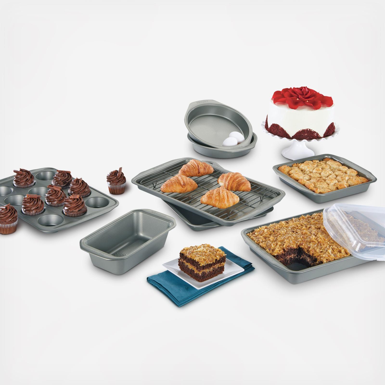 Circulon Nonstick Bakeware Set, Nonstick Cookie Sheet / Baking Sheet with  Cooling Rack - 2 Piece, Merlot Red