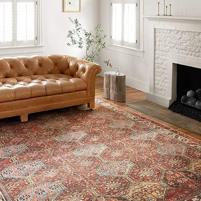 Loloi II Loren Collection LQ-16 Spice / Multi, Traditional 7'-6" x 9'-6" Area Rug