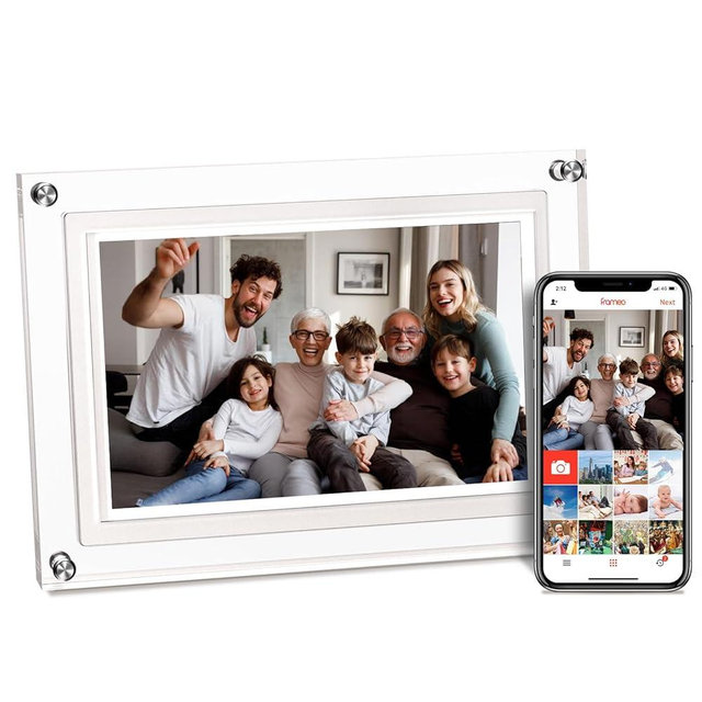 PiPivision 10.1-inch Acrylic Digital Picture Frame, WiFi Digital Photo Frame with High-Resolution lPS Touchscreen, 16GB Memory, Auto-Rotate Function, Frameo APP