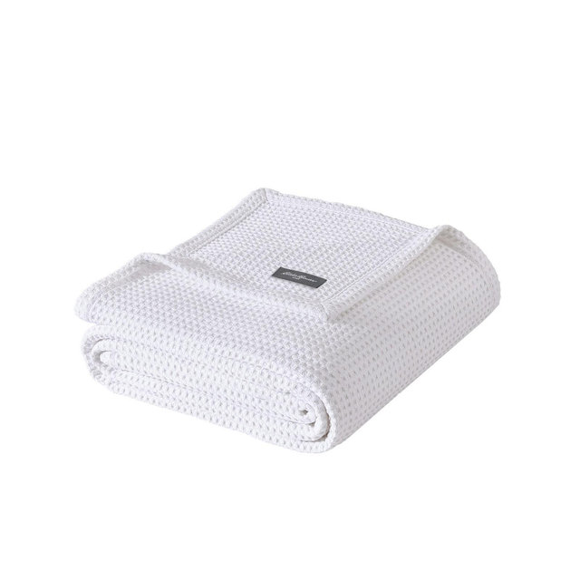 Eddie Bauer Solid Waffle Cotton Reversible Blanket, King