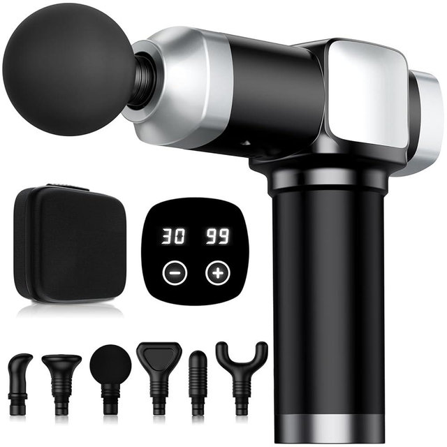 CAMEFER Deep Tissue Massage Gun, Portable Percussion Electric Muscle Massager for Pain Relief, Handheld Massagers with 30 Speeds & 6 Attachments for Back and Neck, Gifts for Men Women