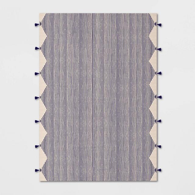 7' x 10' Linear Global Stripe Outdoor Rug Navy/Ivory - Project 62™