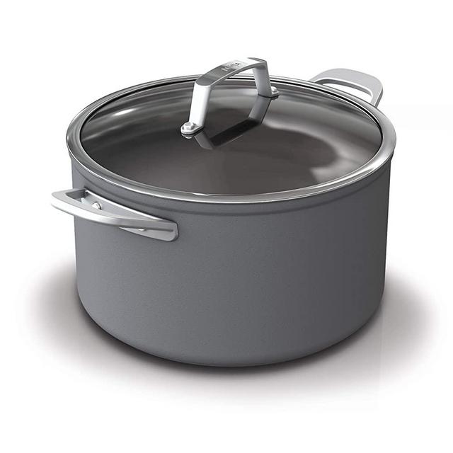 Ninja C30480 Foodi NeverStick Premium Hard-Anodized 8-Quart Stock Pot with Glass Lid, slate grey