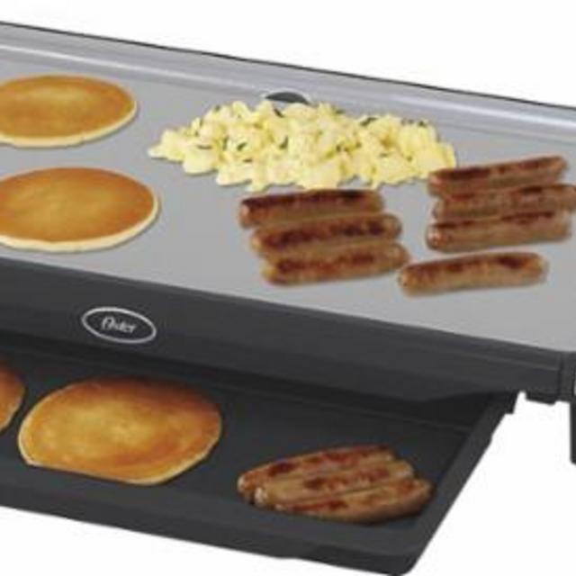 Oster - DuraCeramic™ 10" x 20" Electric Griddle - Black/Silver