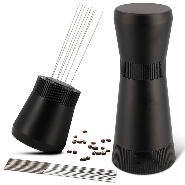 WDT Tool Espresso Distributor w/Magnetic Base & Handle - 0.35mm 8 Needle Espresso Distribution Tool w/ 10 Extra Needles - Coffee Distributor Espresso Tools - Espresso WDT Tool - Espresso Accessories