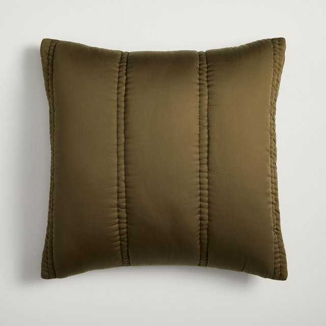 Silky TENCEL Plush Comforter, Euro Sham, Dark Olive