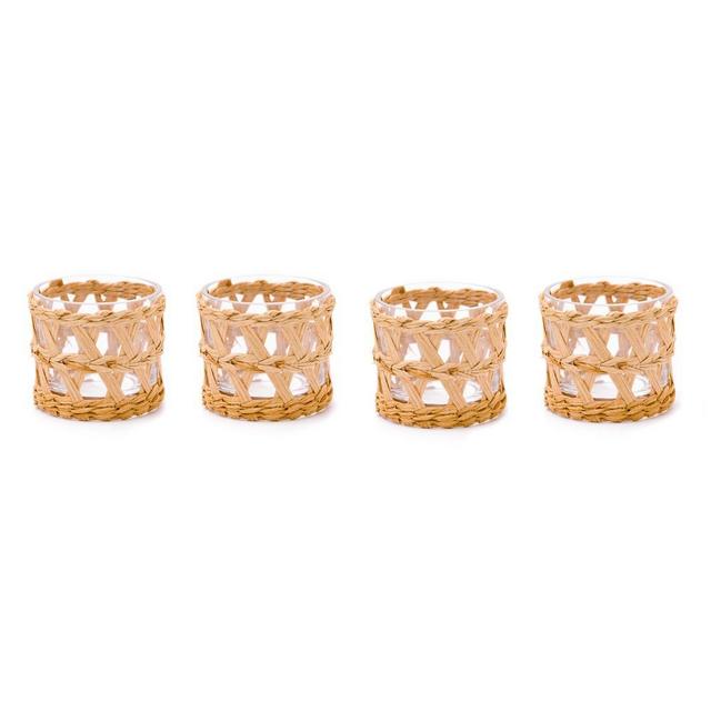 Island Wrapped Votives Natural, Set of 4