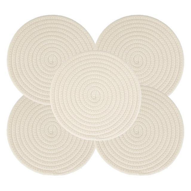 Trivets Set Pot Holders Set Coasters for Countertops Hot Mats Hot Pads Cotton Potholders for Kitchen 8 Inch 5 pcs White