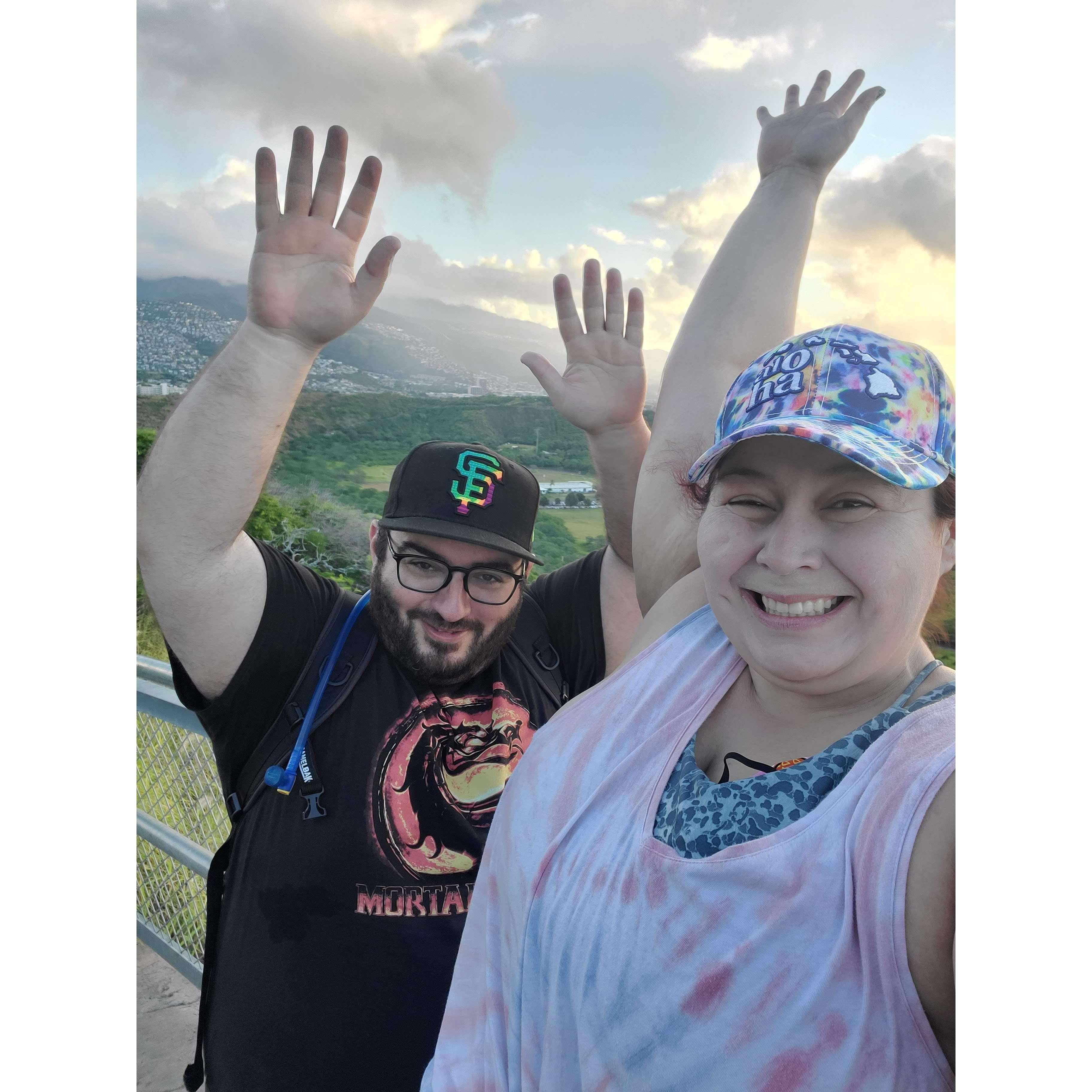 At the top of Diamond Head