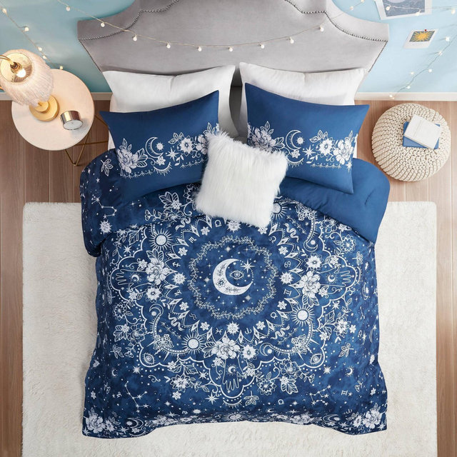 4pc Full/Queen Zuri Celestial Comforter Set Navy - Intelligent Design