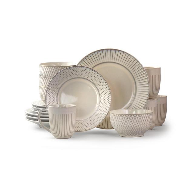 Elama Market Finds 16 Piece Round Stoneware Dinnerware Set