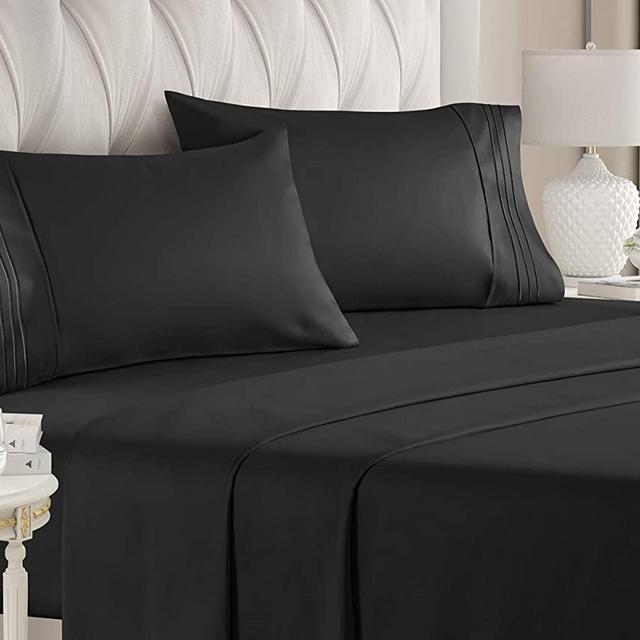 Full Size Sheet Set - 4 Piece Set - Hotel Luxury Bed Sheets - Extra Soft - Deep Pockets - Easy Fit - Breathable & Cooling Sheets - Wrinkle Free - Comfy - Black Bed Sheets - Fulls Sheets – 4 PC