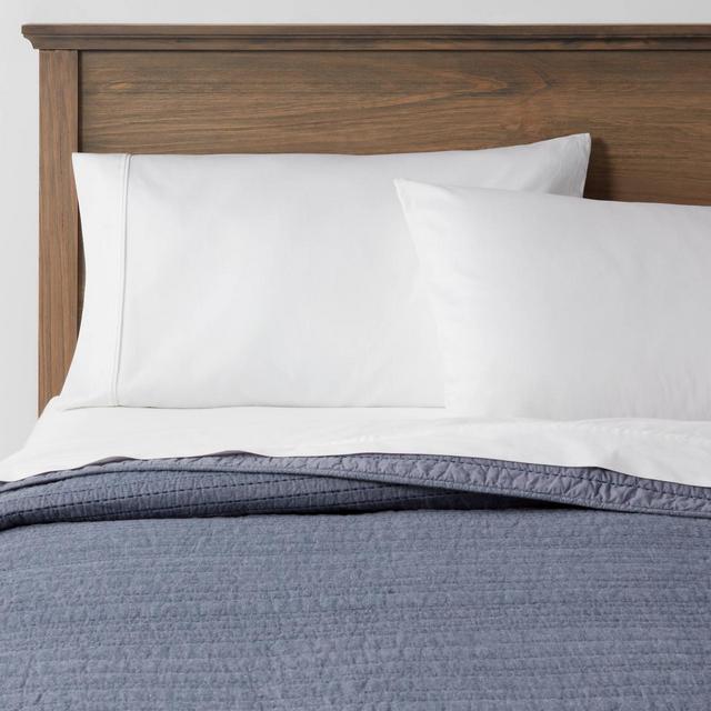 Full/Queen Contrast Stitch Quilt Blue - Threshold™