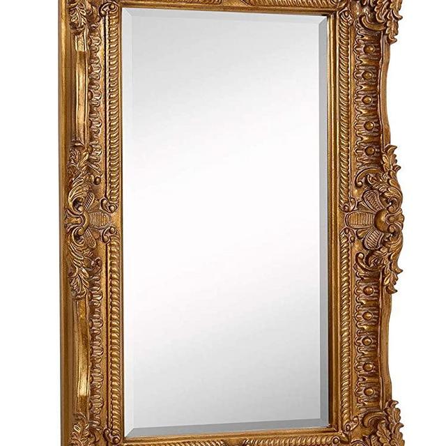 Hamilton Hills Large Ornate Gold Baroque Frame Mirror | Aged Luxury | Elegant Rectangle Wall Piece | Vanity, Bedroom, or Bathroom | Hangs Horizontal or Vertical | 100% (24" x 36")