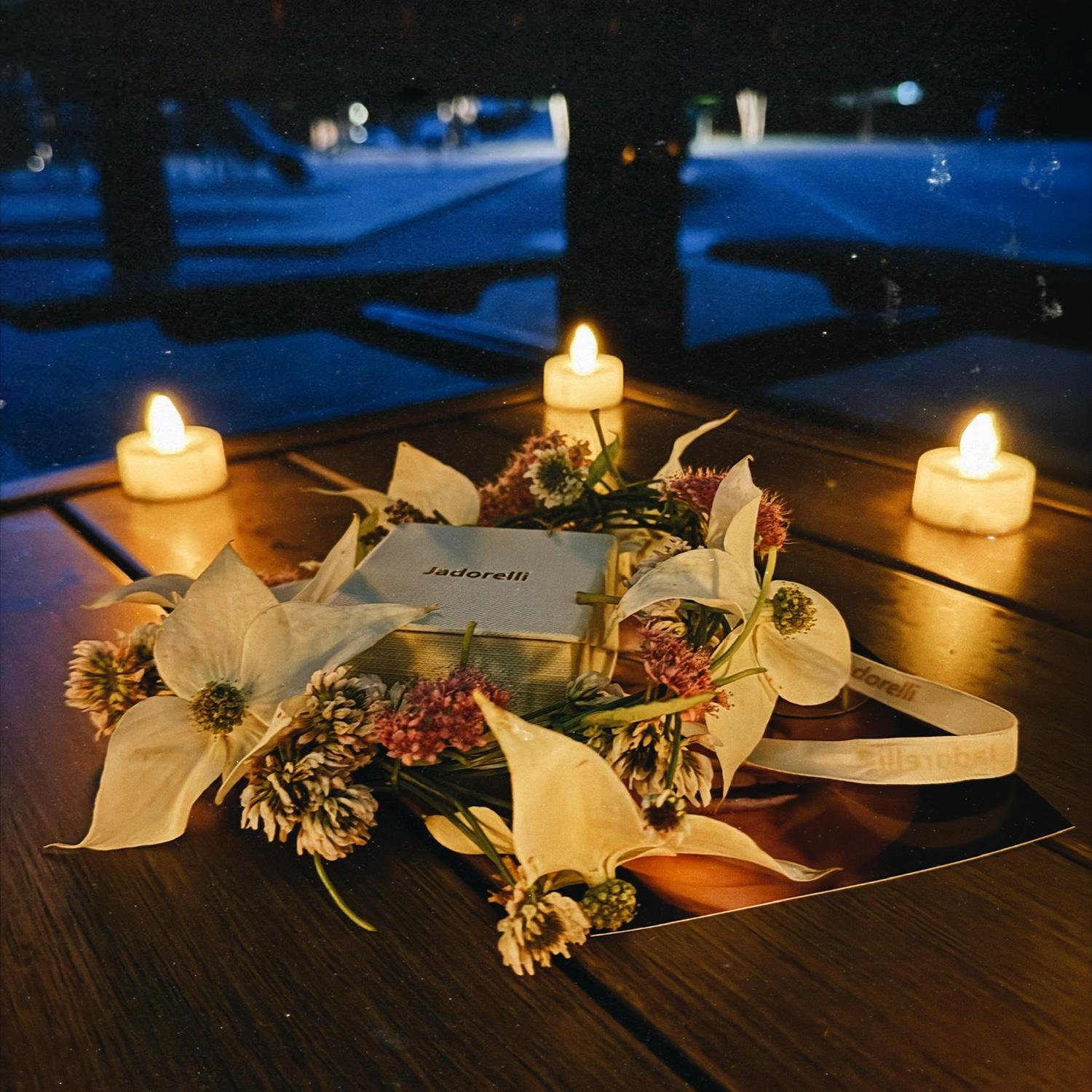 Two young girls came to give me this handmade flower crown the night of the engagement. They made it while our friends were setting up and were so excited to give it to me. Sweetest ever…