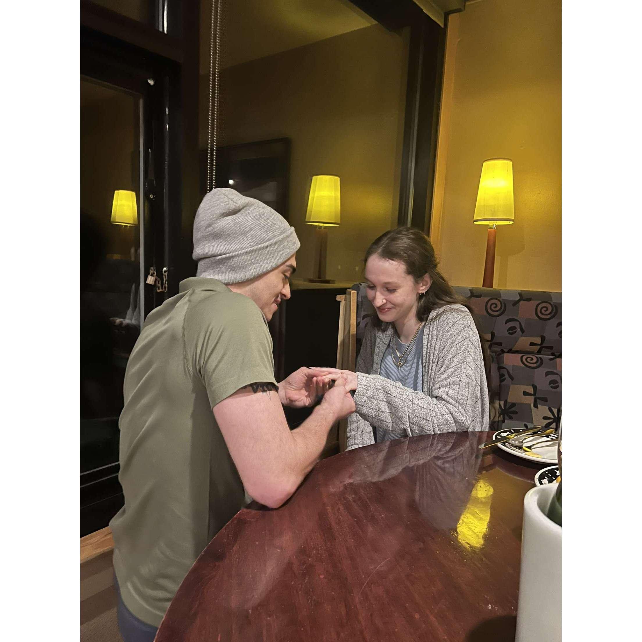 The moment Albert asked Kylie to marry him, as he put the ring on her finger