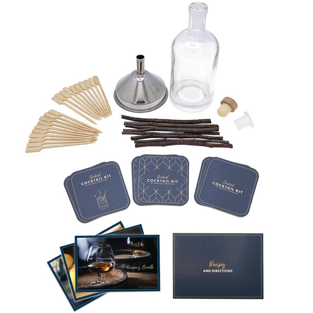 Charcoal Companion Smoked Cocktail Kit and Recipe Cards, Infuse and Enhance Spirits with Applewood Smoke Flavor