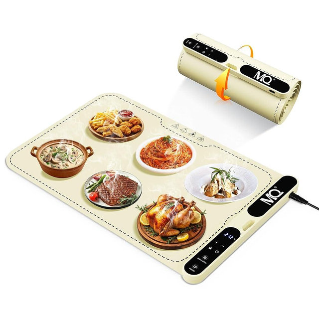 MQ Warming Mat for Food, Electric Food Warming Tray (23.6"x15"), Full Surface Fast Heating Food Warmer for Countertop, Auto Shut-Off -Versatile Chafing Dishes for Parties Home Travel