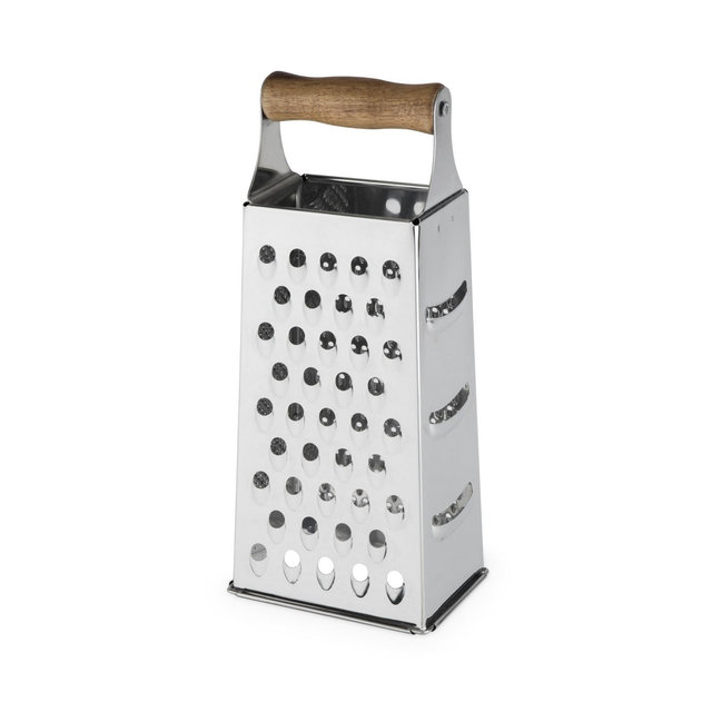 Twine Acacia Wood Handled Cheese Grater, Stainless Steel Grater, Citrus Zester, Reinforced Base, Vintage Kitchenware