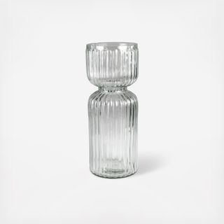 Ribbed Bulb Glass Vase, Set of 2