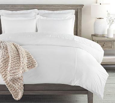 White Essential 300-Thread Count Sateen Duvet Cover, Full/Queen