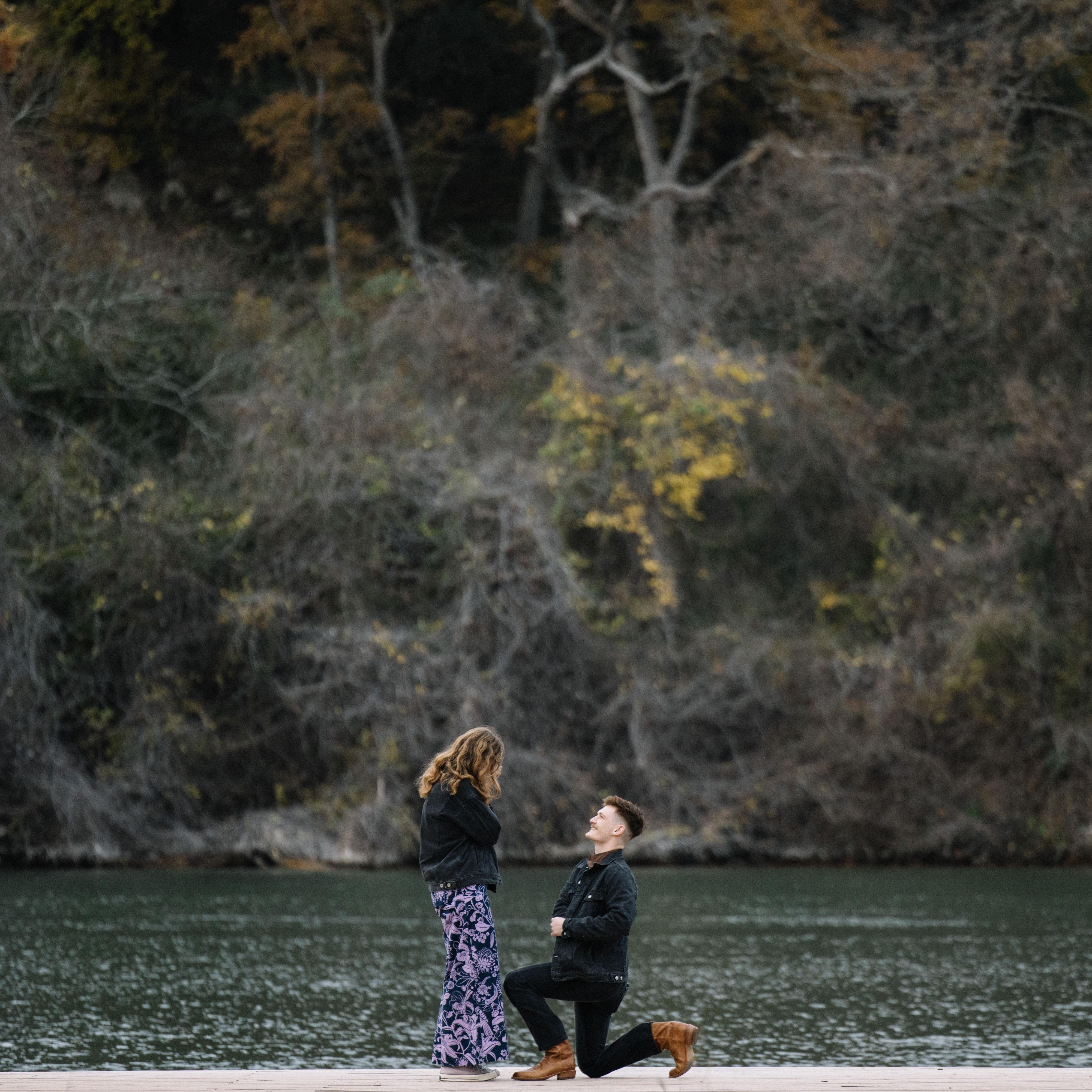 Ben proposed at Commons Ford Park along the Colorado River in Austin, TX.  He and Macy spent the day at an art gallery, then headed to their favorite spot, Sway, for dinner.