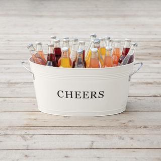 Rustic Farmhouse Cheers Galvanized Beverage Tub