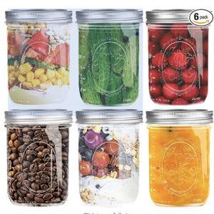 Wide Mouth Mason Jars 16 oz with Lids [6 Pack], Canning Jars with Metal Airtight Lids and Bands, 16 oz Glass Jars for Fermenting, Pickling, Freezing, Preserving, Meal Prep, Jar Décor